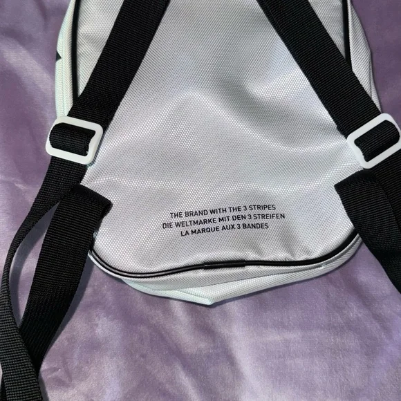 adidas White and Black Trefoil Mini Backpack - Picture 3 of 3
